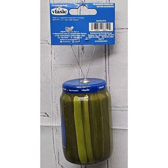2024 Ruz Vlasic Pickles Hanging Christmas Ornament, 3.5 inches Jar New With Tags - Picture 5 of 6
